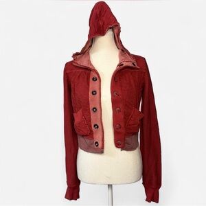 We The Free‎ Red distressed Hooded sweater Size Xsmall